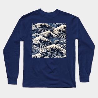 Japanese Waves Pattern, Ocean Long Sleeve T-Shirt